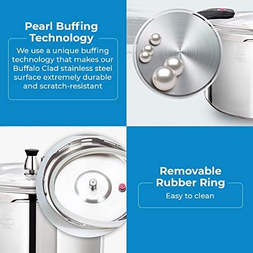 Buffalo 15 Qt Pressure Cooker Stainless Steel - Large Stove Top Canner | 15 Quart Pressure Canners for Canning - Easy to Clean Pressure Canning Pot with Lid - Can Cooker - QCP415