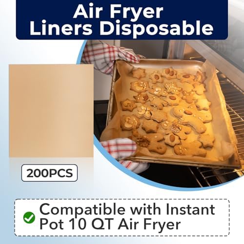 6Pcs 9×10 inch Fryer Oven Liners and 6Pcs Mesh Grill Mats for Instant Vortex Pro Plus 10QT, Non-Stick Oven Liner and Mesh Grill Mats for Toaster, Oven, Microwave