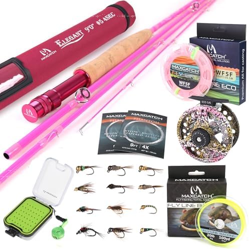 Maxcatch Women's Elegant Pink Fly Fishing Rod: 2/5-weight with Rod Tube