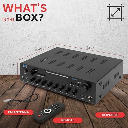 Pyle 400w Home Entertainment Amplifier with Bluetooth - Karaoke Optimized with Dual Mic Inputs with Reverb and Delay