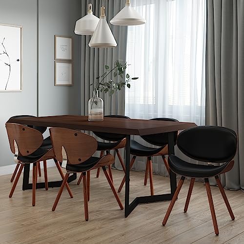 SIMPLIHOME Regina Rattan Mid-Century Modern Arm Dining Chairs in Black