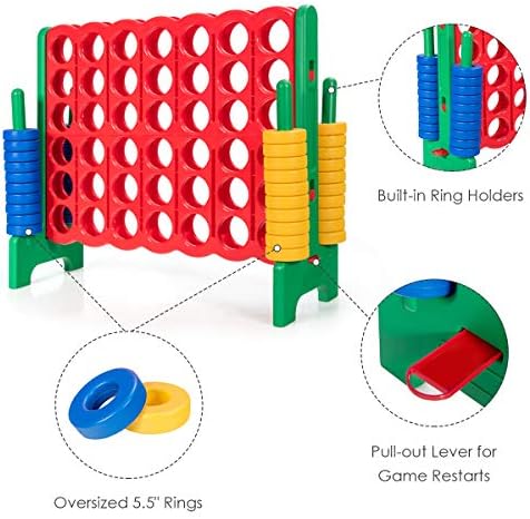 GLACER Giant 4-in-A-Row, Jumbo 4-to-Score Giant Game Set Backyard Games for Kids & Adults