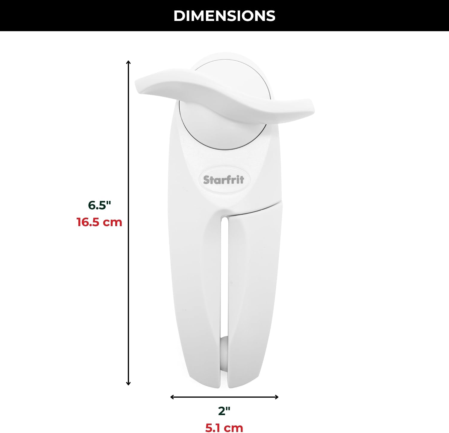 Starfrit Little Beaver Can Opener, Safe, Holds Lid and Leaves No Sharp Edges on Lid, Comfort Grip, 3-Year Warranty, White