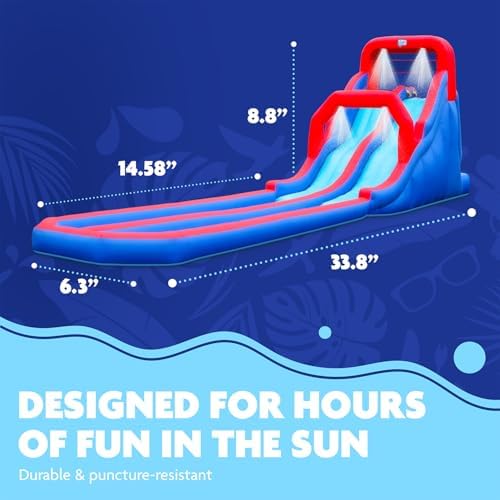 SUNNY & FUN Dual Splash Inflatable Water Slide Park with Racing Slides