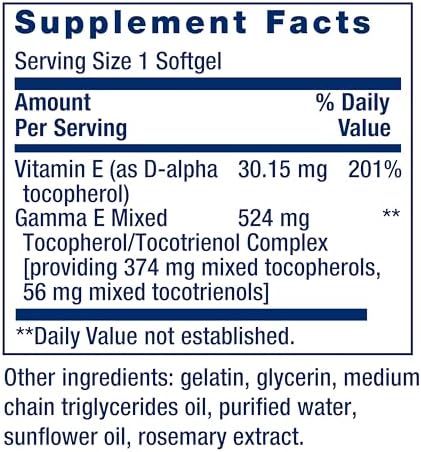 Life Extension Gamma E Mixed Tocopherols & Tocotrienols – Complete Vitamin E Spectrum, Antioxidant Protection – Non-GMO, Gluten-Free – 60 Softgels | Complete Vitamin E Spectrum with Mixed Tocopherols & Tocotrienols for Antioxidant Protection, Non-GMO & G…
