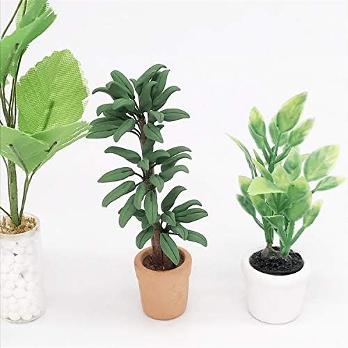 Dollhouse Decoration Accessories, 1:12 Toy House Miniature Scene Model Potted Green Plant Posing Fortune Tree Pretend Toys