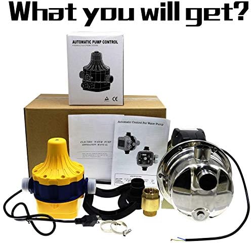 TDRRICH 3/4HP water pressure booster pump with Smart Controller for whole house，Self-priming Jet Transfer Pump Pressure Switch Automatic System