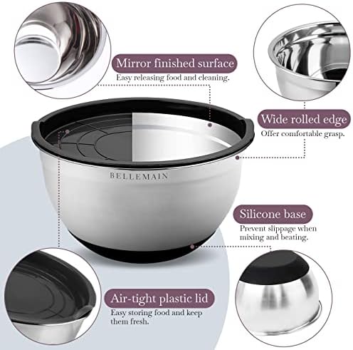 Bellemain Stainless Steel Mixing Bowls with Airtight Lids Set - Set of 5