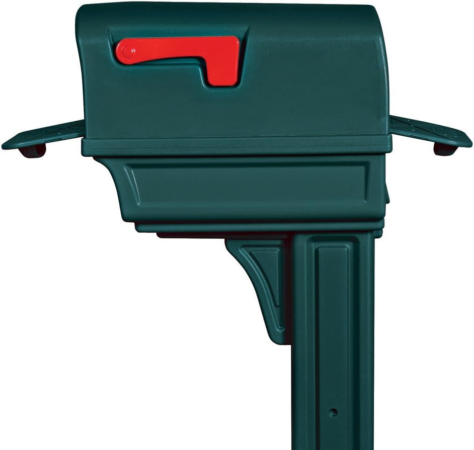 Gibraltar Mailboxes Gentry Large Capacity Double-Walled Plastic Green, All-In-One Mailbox & Post Combo Kit, GGC1G0000
