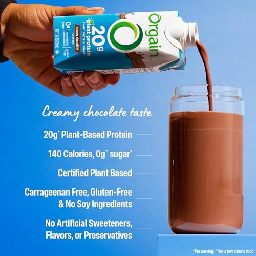 Orgain Organic 20g Vegan High Protein Shake, Chocolate, 11 oz, 12pk