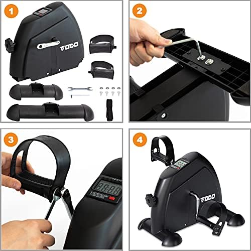 TODO Mini Exercise Bike Pedal Exerciser Foot Peddler Portable Therapy Bicycle with Digital Monitor