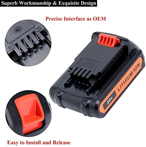 Lasica 2Pack 4.0Ah 20V MAX LBXR20 Compatible with Black and Decker Weed Eater 20V Battery LB2X4020 LBXR2020-OPE LBXR20-OPE2 LBXR20B-2 LB2X3020-OPE