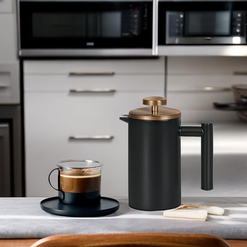 Black French Press Stainless Steel 34oz