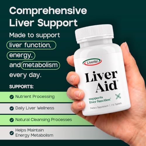 LIVERITE Liver Aid - Liver Support Supplement - 120 Tablets | Science-Based Liver Formula with Choline, Amino Acids, Phosphatidylcholine & Vitamin B12 for Liver Function & Energy Support