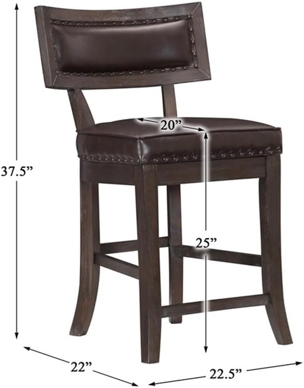 Homelegance Oxton 2-Piece Pack Counter Height Chair, Cherry