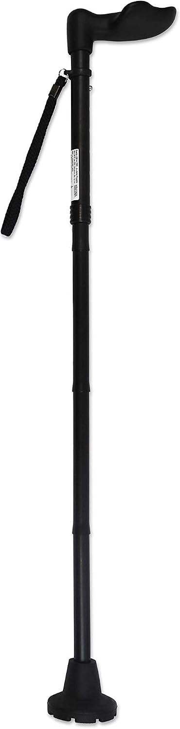 KMINA Folding Walking Cane for Women and Men, Palm Grip, Right Hand, Black