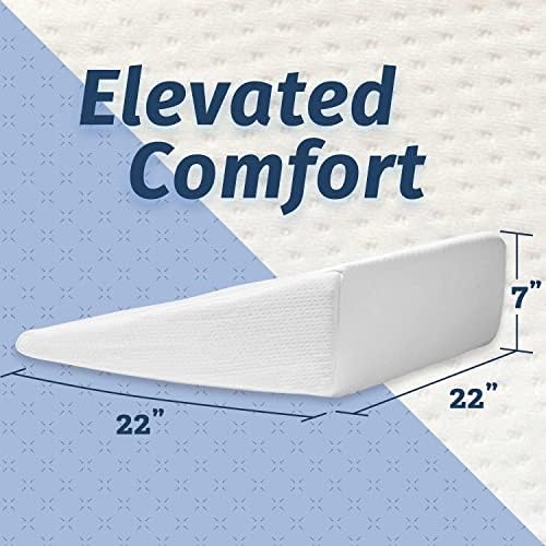 Bed Pillow Wedge for Sleeping - Memory Foam Top - Reduce Neck & Back Pain, Snoring, Acid Reflux, Respiratory Problems - Ideal for Sleeping, Reading