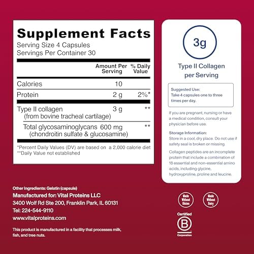 Vital Proteins Cartilage Collagen, Type II, 120 Capsules