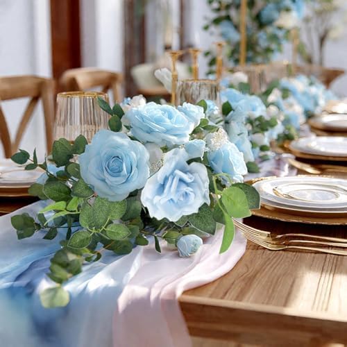 ZIFTY 5Pcs 34FT Flower Garland White Artificial Rose Vine Wedding Decor