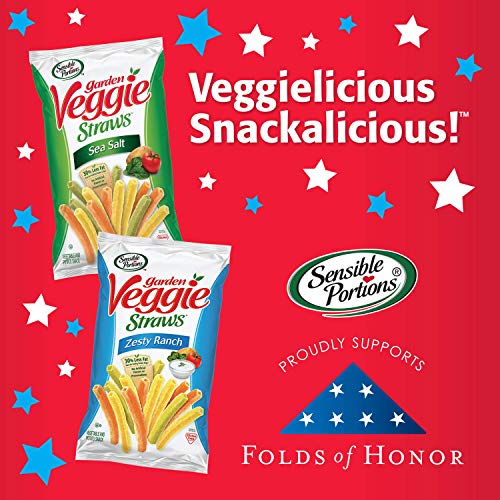 Sensible Portions Garden Veggie Snacks - Veggie Straws, Gluten Free, Snack Size Sea Salt, 1 Oz (Pack of 24)