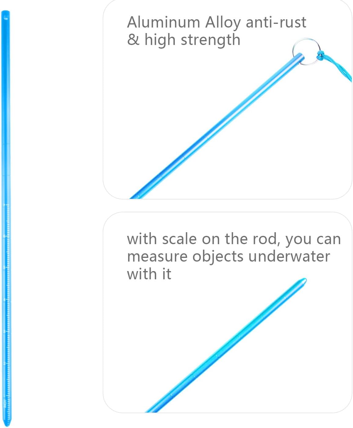 ORCATORCH Scuba Diving Pointer 13 inchs Aluminum Alloy Lobster Tickle Pointer Underwater Shaker Noise Maker Dive Stick Rod with Lanyard Multifunctional Scuba Diving Accessories