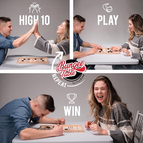 Fast Sling Puck Game - Test Your Speed and Accuracy with This Fast-Paced Wooden Air Hockey Board Game - Guaranteed Fun for Family Night or Friends