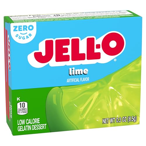 Jell-O Lime Artificially Flavored Zero Sugar Low Calorie Gelatin Dessert Mix, 0.3 oz Box (4 Pack)
