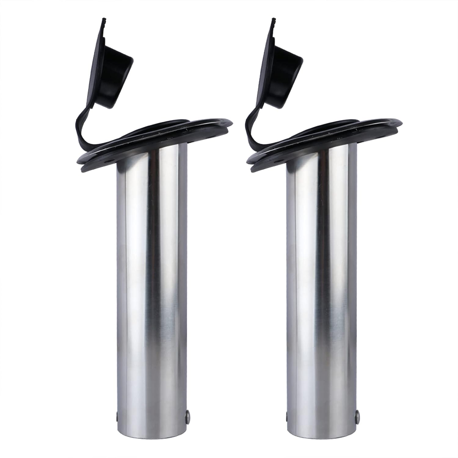 Hoffen 2Pcs Boat Stainless Steel Fishing Rod Holder Flush Mount 15/30/90 Degree with PVC Cap,Inner Tube and Gasket