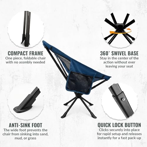 360 Swivel Camping Chair, Folding Portable Outdoor Camp Chair | A 360-degree swivel camping chair that turns to face the action