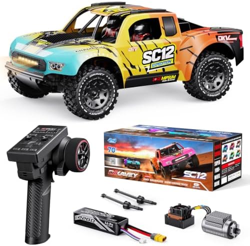 1/12 Brushless Remote Control Car RTR, 42MPH (70+Km/H 4WD Rc Short-Course Truck, Amateur-Level Rc Drift Car, Equipped with 3s 2200 Mah Battery, All-Terrain Tires, Suitable for Adults-RED