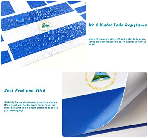 QQSD Nicaragua Flag Sticker Nicaraguan Decal in Multiple Sizes, 3 Pack, 11.7 x 8.3 Inches