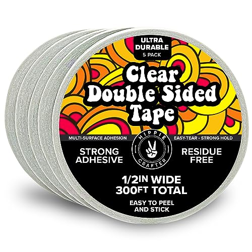 HIPPIE CRAFTER Clear Double Sided Tape, 2 Inch Wide Heavy-Duty Adhesive, Removable Mounting Tape for Posters, Carpets, Wall-Safe Use, Crafts