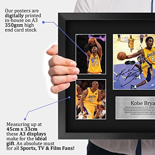 HWC Trading Kobe Bryant Signed Large 16 x 12 inch (A3) Printed Gifts Autograph Photo Display - 16" x 12" Framed