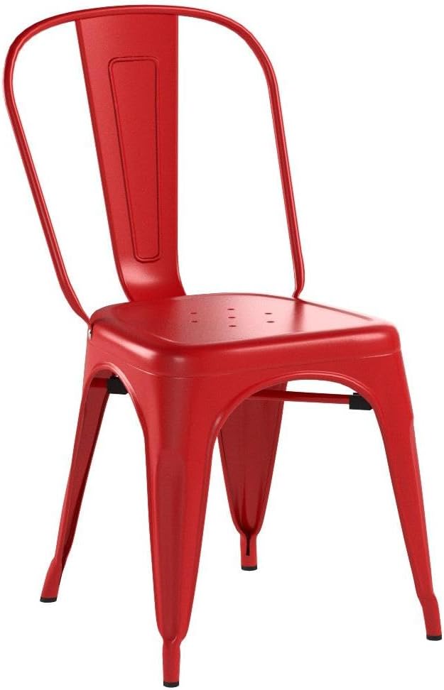 FDW | Metal Dining Chairs | Set of 4, Black | 330lbs Load | Stackable Tolix Side Chairs with Backrest | Non-Slip Feet | Indoor/Outdoor Use | Ideal for Kitchen & Restaurants