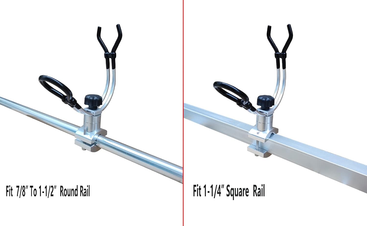 BroCraft Aluminum Rail Mount Clamp on Rod Holder / Pontoon Boat Square Mount Rod Holder