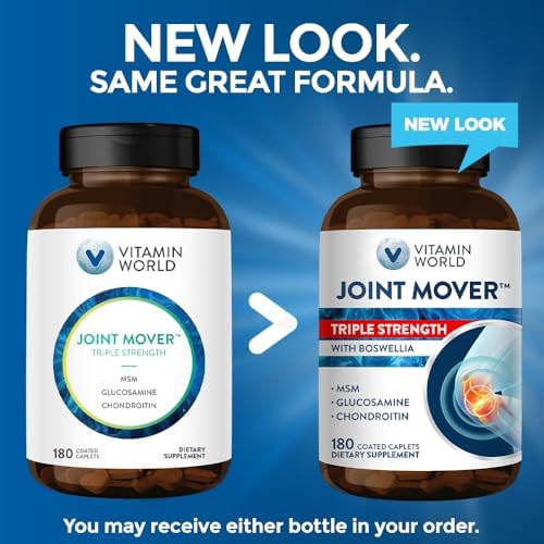 Vitamin World Triple Strength Joint Mover, Glucosamine Chondroitin with MSM | Joint Support Supplement, Collagen & Boswellia Serrata Extract, Support Joint Strength, Comfort & Flexibility, 270 Caplets
