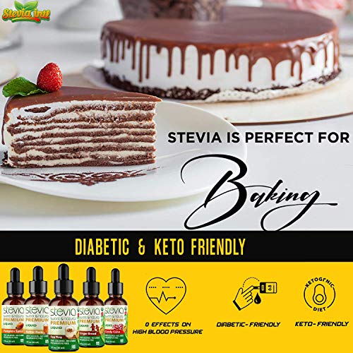 Stevia Intl - Holiday & Seasonal Special (Pack of 5). Premium Stevia Drops with 5 Flavors in Glass Bottles. 100% All-Natural Sweet, Non-Bitter