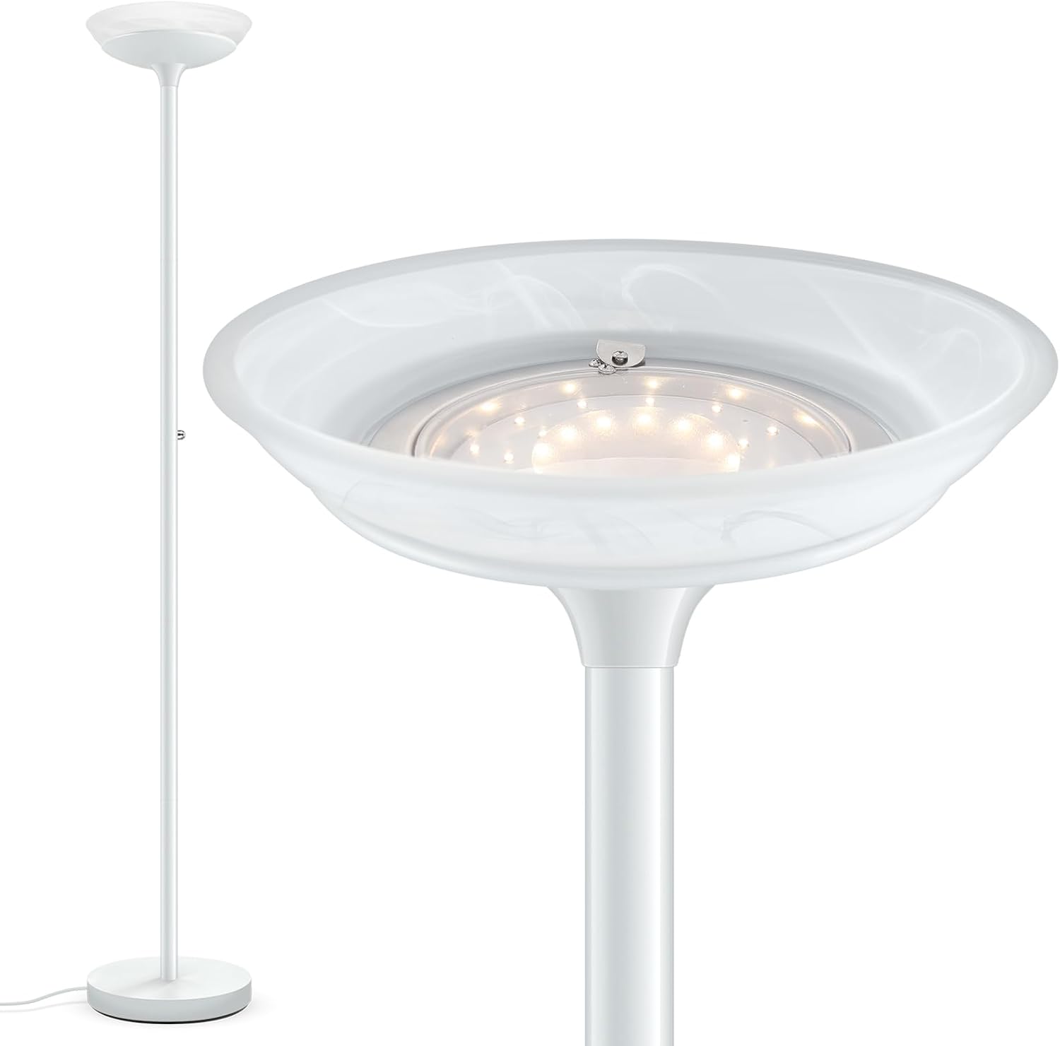 BoostArea Torchiere Floor Lamp, 30W Super Bright LED Standing Lamp, Stepless Dimmable Pole Lamp with 3000K Lighting, Rotary Switch