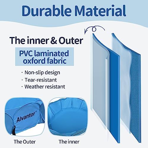Alvantor Pet Swimming Pool Dog Bathing Tub Kiddie Pools Cat Puppy Shower Spa Foldable Portable Indoor Outdoor Pond Ball Pit 63"x12" Patent Pending