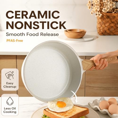 SENSARTE Nonstick Ceramic Cookware Set, 13-pcs Non-toxic Pots and Pans Set | Healthy Kitchen Cooking Set with Stay-Cool Handles
