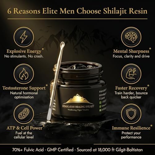 Gold Grade Himalayan Shilajit Resin For Men & Women | 500MG Max Potency | Lab Tested 100% Organic Shilajit With 85+ Trace Minerals & Fulvic Acid For