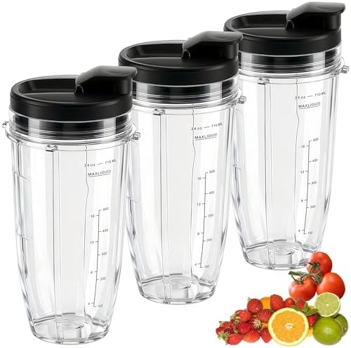 Replacement 24oz Blender Cup with Sip & Seal Lid For Nutri Ninja BL450 BL456 BL480 BL482 BL640 BL642 BL682 BN751 BN801 Foodi SS101 SS151 SS351 SS401
