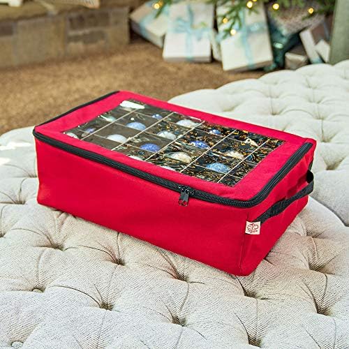 Santa's Bags Christmas Ornament Storage Box, 48 (3") Ornaments | Acid-Free Removable Trays with Separators