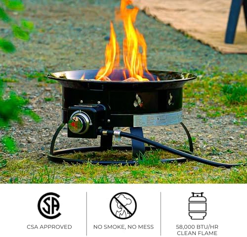 Outland Living Portable Propane Fire Pit, 19-inch, 58, 000 BTU Smokeless Gas Firebowl | Perfect for Camping, Patio, Backyard, Tailgating, Deck