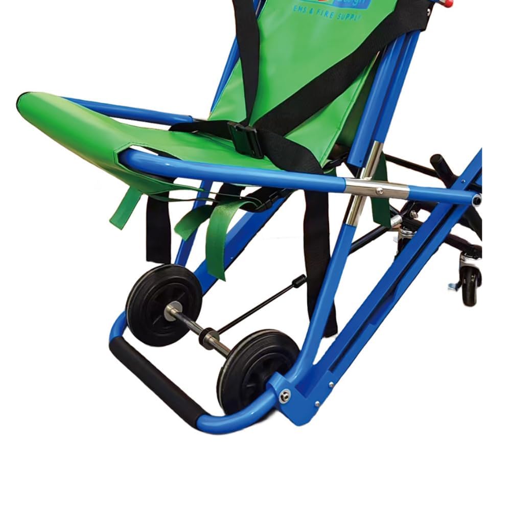 LINE2design EMS Mobility Chair - Emergency Patient Lift Transfer - Single Operator - Medical 4 Wheels 400 lb - Green