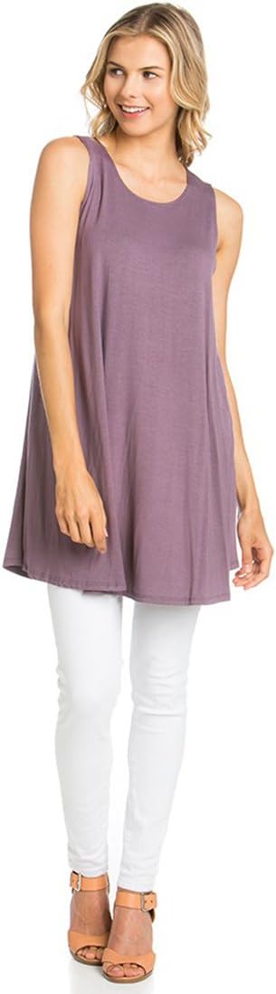 Women's Rayon Span Tank Top Tunic-Solid