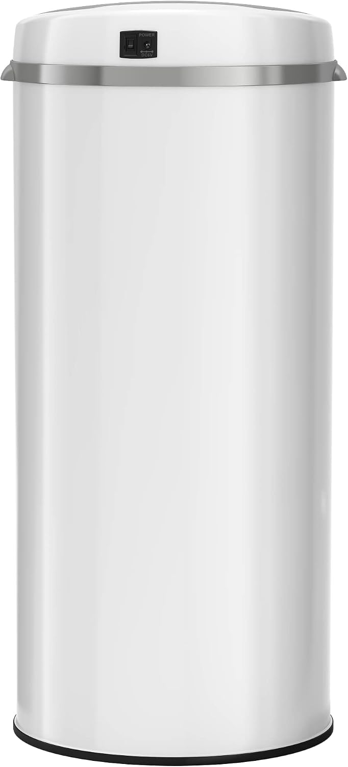 iTouchless 13 Gallon Touchless Sensor Kitchen Trash Can with Odor Control System, Brushed Stainless Steel, Round Garbage Bin for Home or Office - IT13RCB