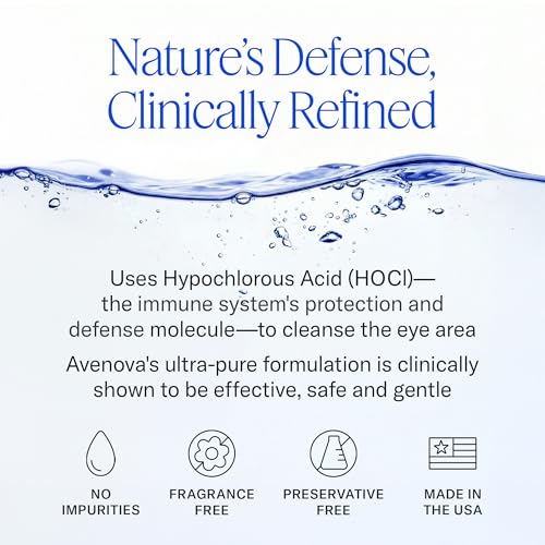 Avenova Eyelid Spray Cleanser for Lid & Lash, 20 ml Bottle | Gentle Everyday Pure Hypochlorous Acid Spray for Eye Irritation