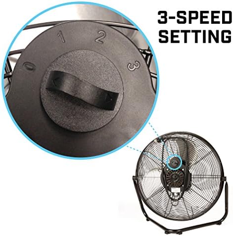 B-Air Firtana 20" High Velocity Electric Garage Floor Fan for Industrial and Home Use with 3-Speeds and Tilt Adjustable Fan Head, SAFF-20, Black