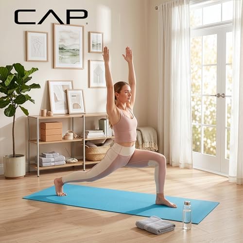 CAP Non-Slip Yoga Mat for Home Workout & Pilates, Lightweight Exercise Fitness Mat with Textured Grip Surface